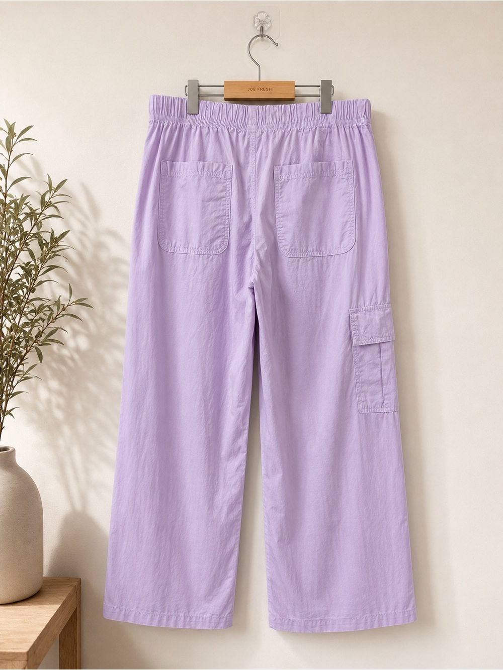 Aerie Lilac Cotton Wide Leg Cargo Pants | Drawstring Waist | Size Small - Picture 3 of 8